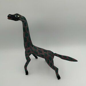 Signed Hugo Santiago GIRAFFE Alebrije Hand Painted Oaxacan Wood Carving Mexico